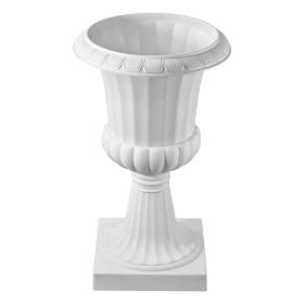 Plastic Urn Planters, 15.8 x 26.4 Inch, 2 Pack White Classic Flower Pots Front Porch Planters, Indoor & Outdoor Vase for Wedding, Party, Event, H