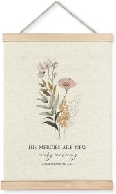 Christian Wall Art Decor for Bedroom Living Room Office, His Mercies are New Every Morning Scripture Wall Art Framed 12x16, Christian Gifts for W