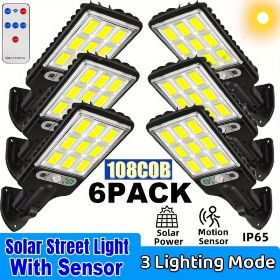 Waterproof Mini Solar Outdoor Light Street Light 108LED With Remote Control (Option: 6Pcs)