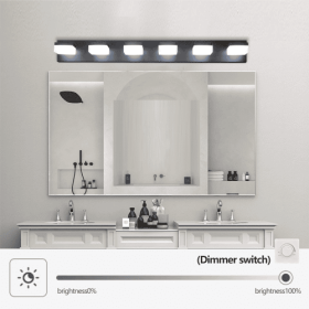 Modern 6 Lights Black LED Makeup Mirror Fixtures For Bathroom And Vanity Unavailable Platforms- Temu (Color: BLACK)