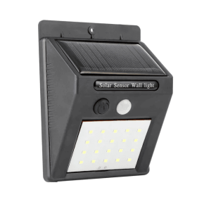 Solar Light 20 LEDs Outdoor PIR Motion Sensor Lights (Color: BLACK)