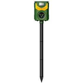 1Pc Solar Ultrasonic Animal Repeller With Flame Light USB Charge Motion Sensor Animal Repellent Chaser IP55 Waterproof Dog Raccoon Fox Skunk (Color: Green)