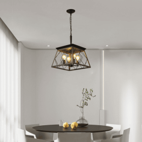 Farmhouse Chandelier 4 Lights Vintage Antique Chandelier Lamps -no Bulbs-Unusable Platform - Temu (Color: BLACK)