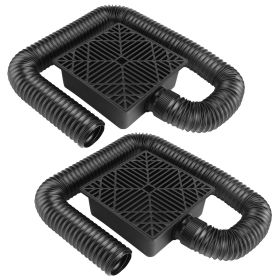 2Pcs Gutter Downspout Extension Low Profile No Deep Digging Catch Basin Downspout Extender With 4.9FT Flexible Extendable Hose For House Foundati (Color: BLACK)