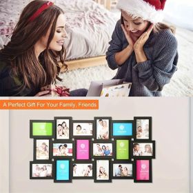18 Pictures Frames Collage for Photos in 4" x 6" Glass Protection Display Wall Mounting Gallery Home Decor Kit (Color: BLACK)